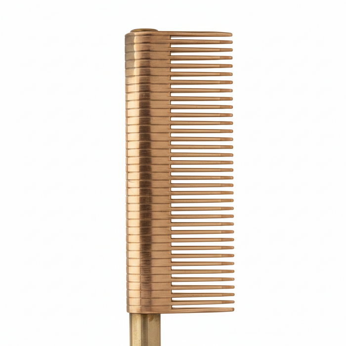 Hot & Hotter Thermal Straightening Comb Medium Teeth Copper Plate, 1 Count, Black & Gold