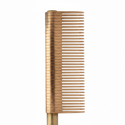 Hot & Hotter Thermal Straightening Comb Medium Teeth Copper Plate, 1 Count, Black & Gold