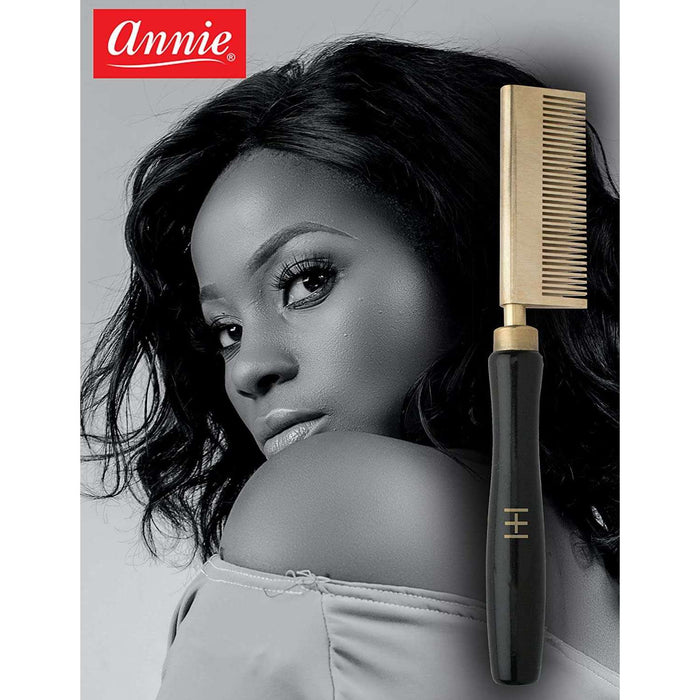Hot & Hotter Thermal Straightening Comb Wide Teeth, 1 Count, Black & Gold
