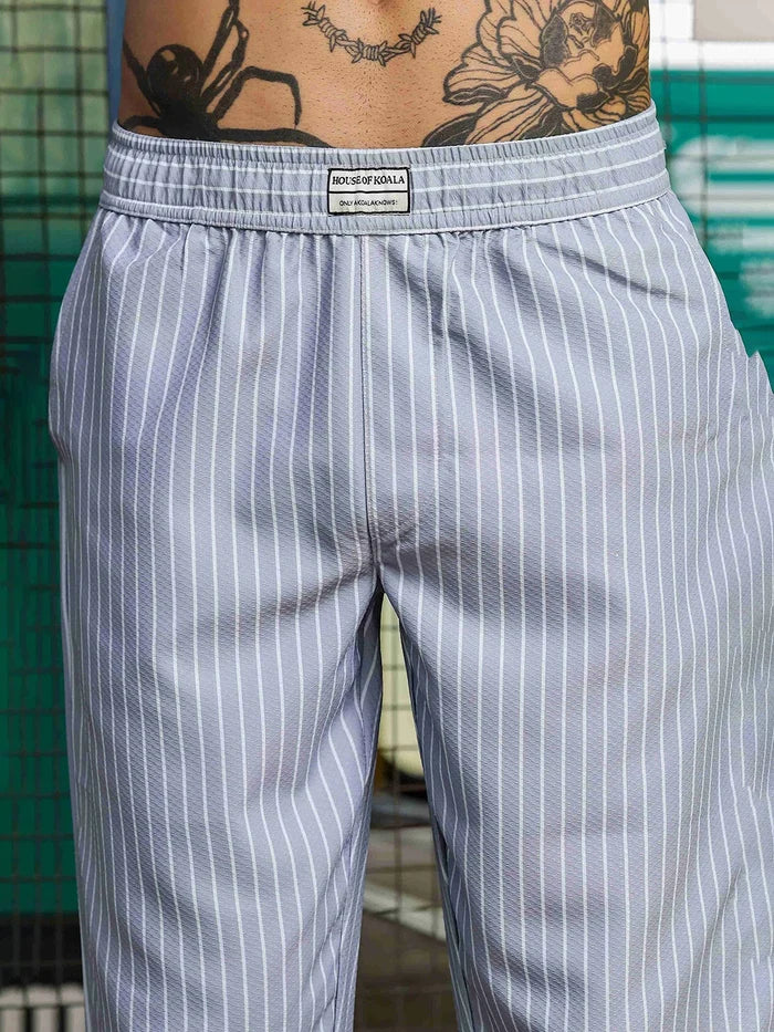 House Of Koala Grey Striped Textured Relaxed Fit All Day Pants