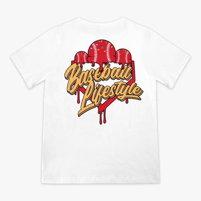 White Ice Cream Cherry youth graphic tee — back view