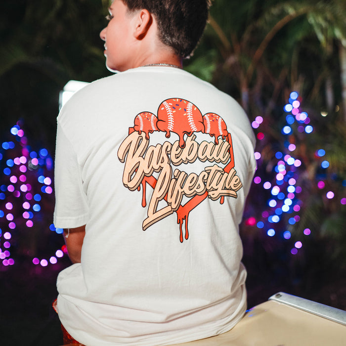 Youth model wearing white Ice Cream Cherry youth graphic tee