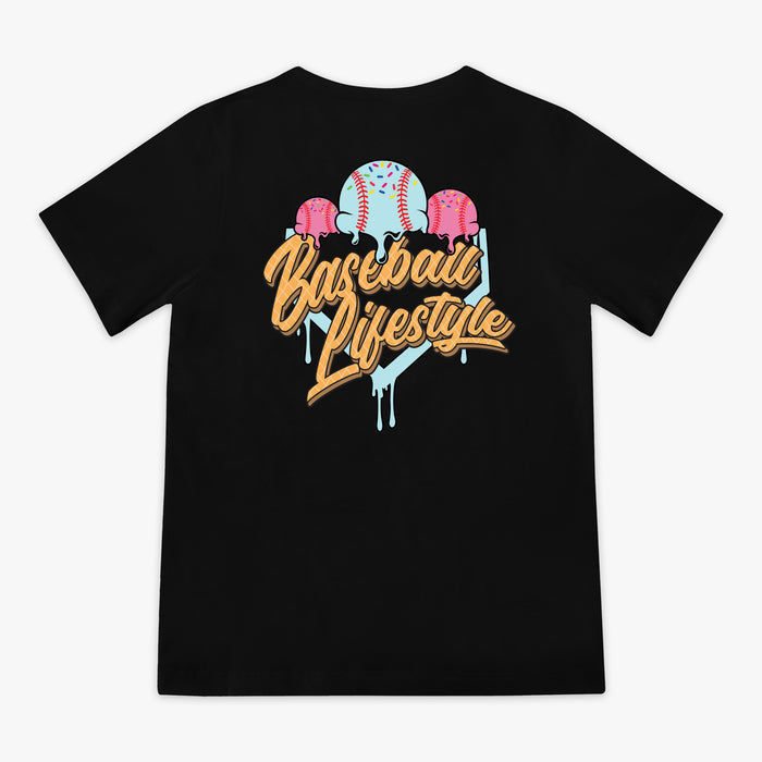 Baseball Lifestyle Cotton Candy Ice Cream Youth Graphic Tee Shirt