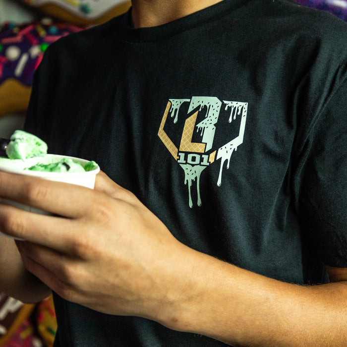 Mint Baseball Black Tee Shirt Ice Cream