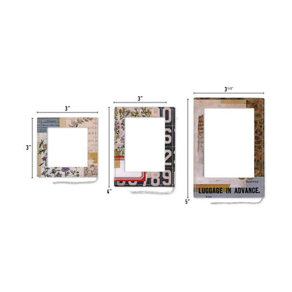 Idea-Ology - Layer Frames - 12/Pkg - Collage. Unique and attractive Tim Holtz Layer Frames Collage, the perfect way to showcase small portraits and art. This set includes an assortment of 12 unique collage frames, each accented with white stitching. Available at Embellish Away located in Bowmanville Ontario Canada.