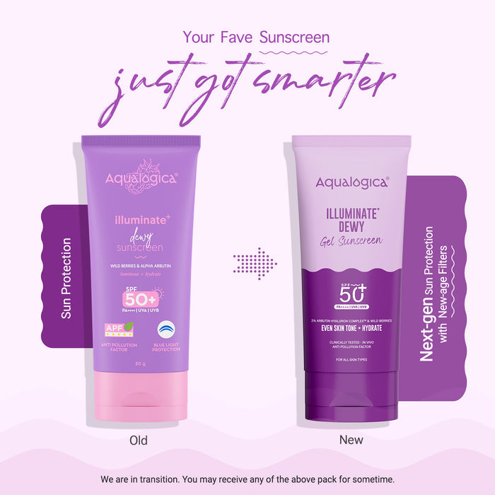 Illuminate+ Dewy Sunscreen In-Vivo Tested SPF 50+ PA++++ with Wild Berries & Alpha Arbutin - 80 g