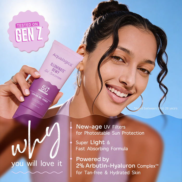 Illuminate+ Dewy Sunscreen In-Vivo Tested SPF 50+ PA++++ with Wild Berries & Alpha Arbutin - 80 g