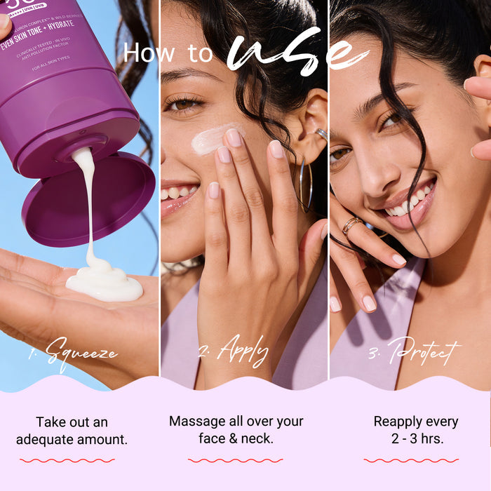 Illuminate+ Dewy Sunscreen In-Vivo Tested SPF 50+ PA++++ with Wild Berries & Alpha Arbutin - 80 g