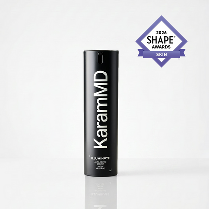 KaramMD Illuminate Anti-Aging Cream bottle with 2026 'Shape Awards' logo on a white background