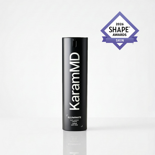 KaramMD Illuminate Anti-Aging Cream bottle with 2026 'Shape Awards' logo on a white background