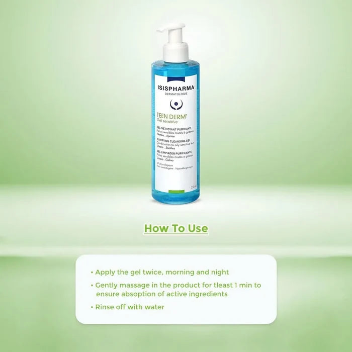 Isispharma Teen Derm Sensitive Purifying Cleansing Gel 250ml - How to Use