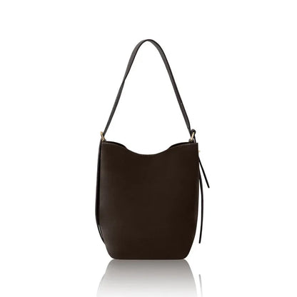 Italian Genuine Leather Minimalist Suede Bucket Shoulder Bag