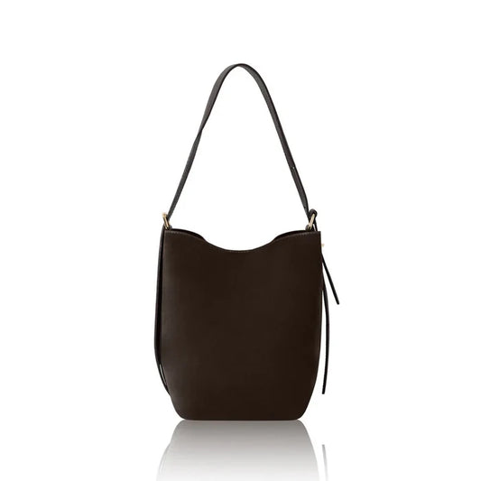 Italian Genuine Leather Minimalist Suede Bucket Shoulder Bag