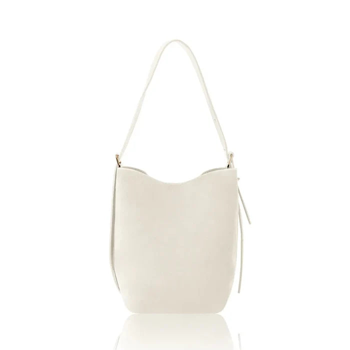 Italian Genuine Leather Minimalist Suede Bucket Shoulder Bag