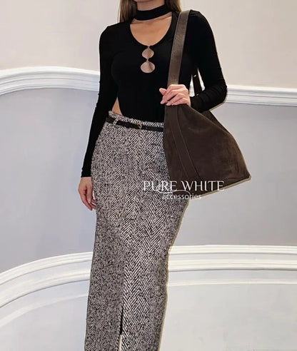 Italian Genuine Leather Minimalist Suede Bucket Shoulder Bag