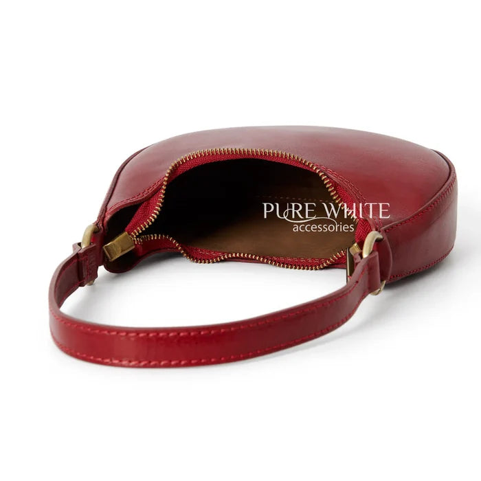 Italian Genuine Leather Vegetable-Tanned Crescent Bag - Small