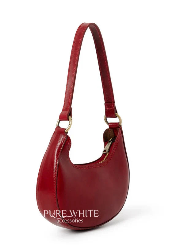 Italian Genuine Leather Vegetable-Tanned Crescent Bag - Small