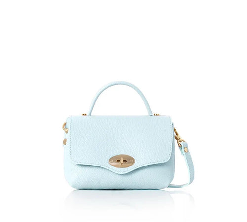 Italian Handmade Genuine Leather Mini Top Handle Crossbody Bag PS691 - Cloud Blue