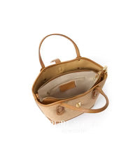 Italian Handmade Raffia & Leather Tote Bag with Detachable Pouch - PM692 Cream