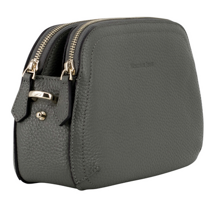 Italian Leather Black Handbag with silver Accessories