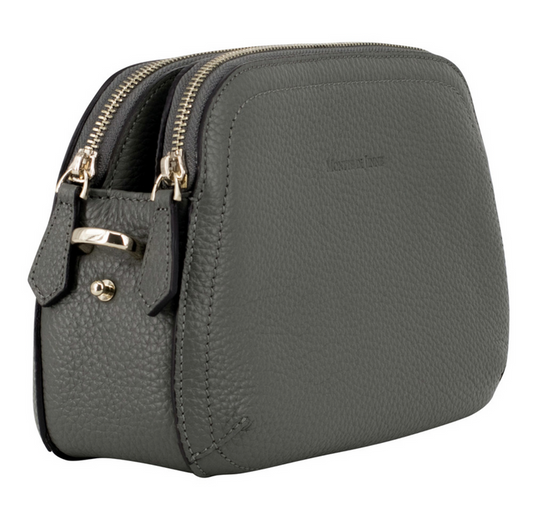 Italian Leather Black Handbag with silver Accessories