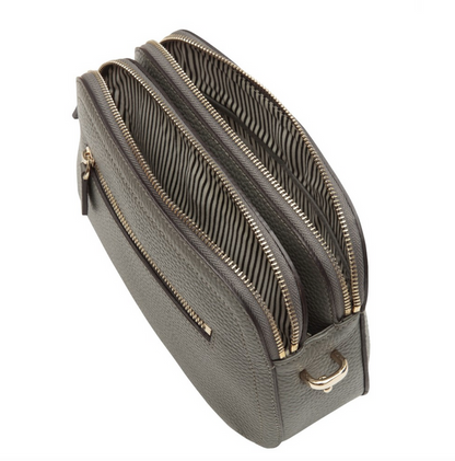 Italian Leather Black Handbag with silver Accessories
