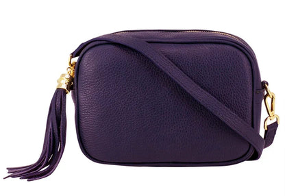 Italian Leather Camera Bag with Zipper Tassel