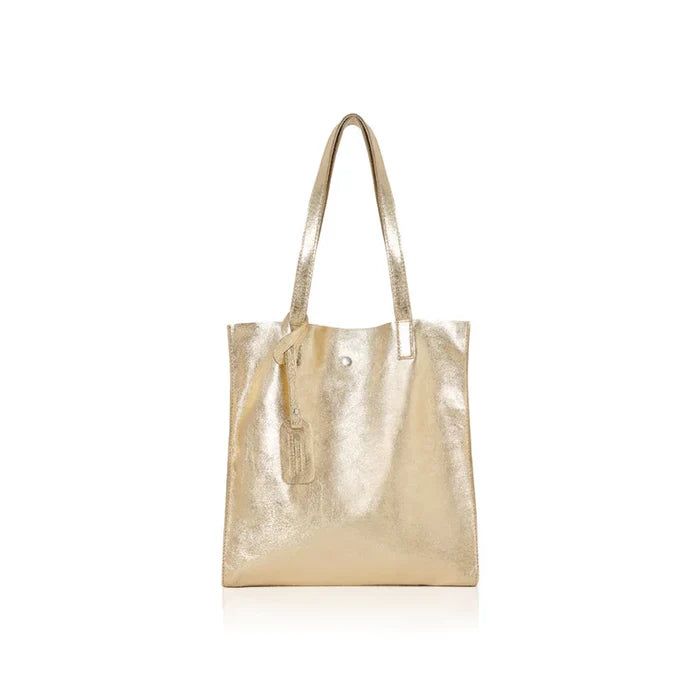 Italian Leather Shopper Bag with Detachable Pouch