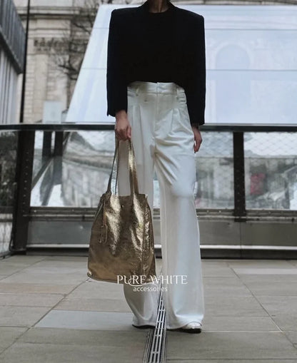 Italian Leather Shopper Bag with Detachable Pouch