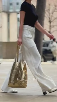 Italian Leather Shopper Bag with Detachable Pouch