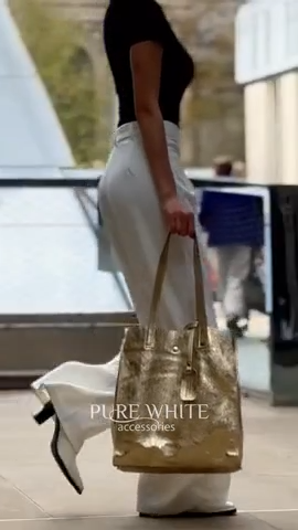 Italian Leather Shopper Bag with Detachable Pouch