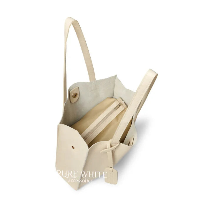 Italian Leather Shopper Bag with Detachable Pouch