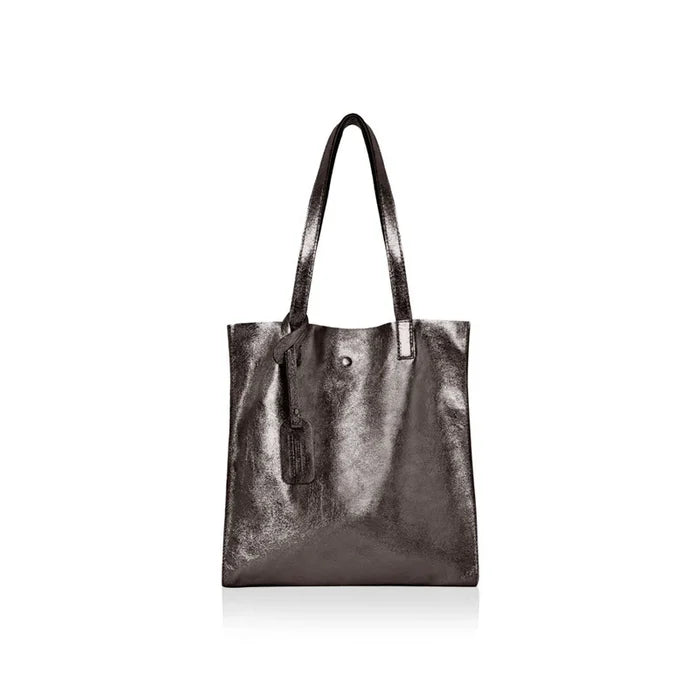 Italian Leather Shopper Bag with Detachable Pouch