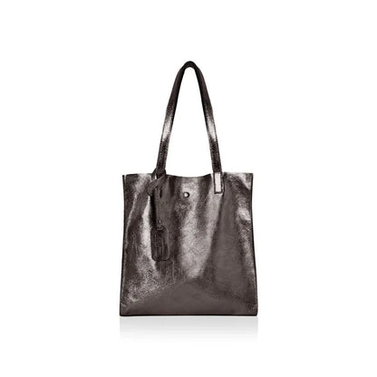 Italian Leather Shopper Bag with Detachable Pouch