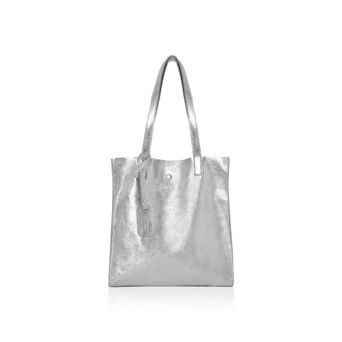 Italian Leather Shopper Bag with Detachable Pouch