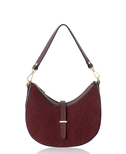 Italian Premium Suede & Leather Curved Shoulder Crossbody Bag