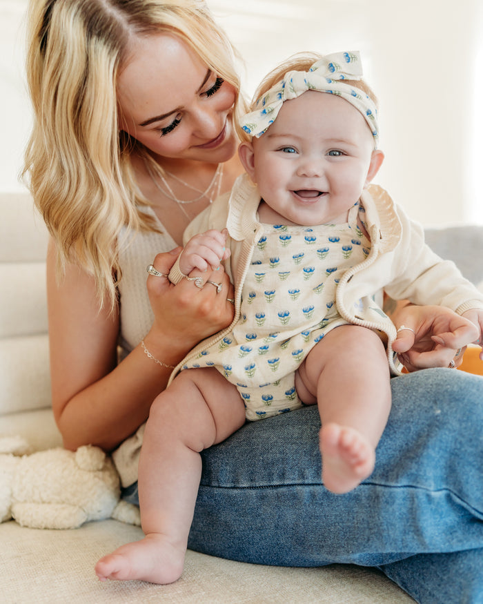 Jaipur Linen Blend Bubble Baby Romper + Headband (Linen Blend)
