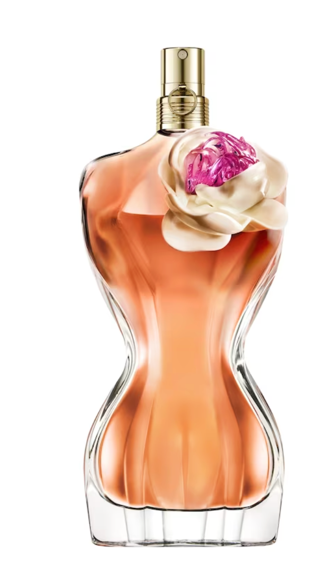 Jean Paul Gaultier La Belle Flower Edition Eau De Parfum spray 100ml, showcasing the perfume bottle with floral design.