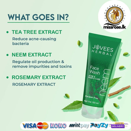 Jovees Neem Face Wash With Tea Tree Extracts | Oily & Acne Prone Skin
