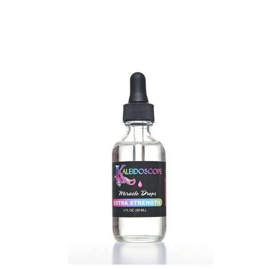 Kaleidoscope Miracle Drops Extra Strength hair serum bottle with dropper 2 fl oz clear liquid