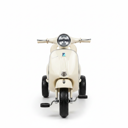 Kids Vespa Scooter Tricycle Cream - Front View White Background