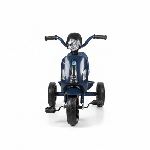 Kids Vespa Scooter Tricycle Navy Blue - Side View White Background