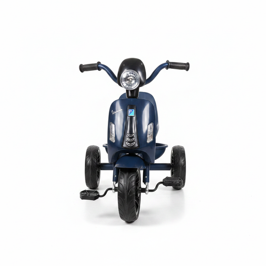 Kids Vespa Scooter Tricycle Navy Blue - Side View White Background