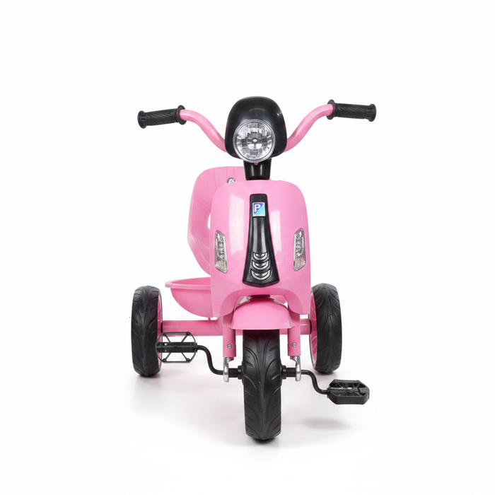 Kids Vespa Scooter Tricycle Pink - White Background