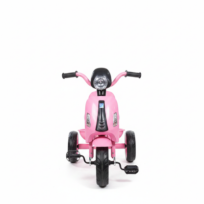 Kids Vespa Scooter Tricycle Pink - Front View White Background