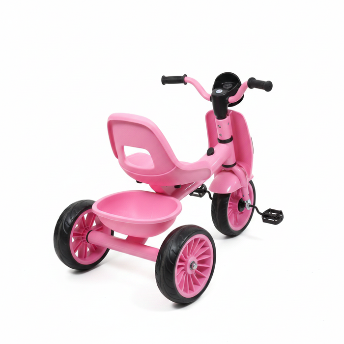 Kids Vespa Scooter Tricycle Pink - Rear View White Background