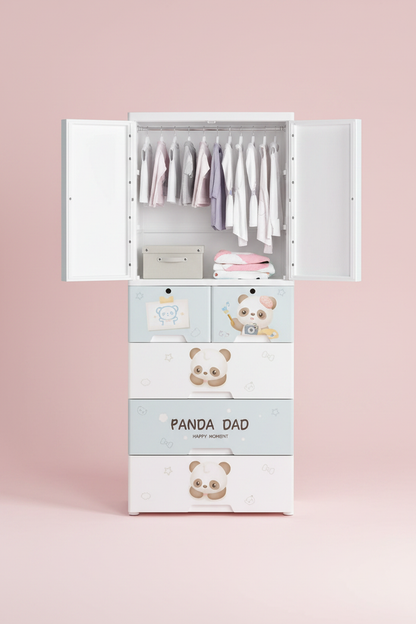 Kids Wardrobe Panda Dad - Pink Background