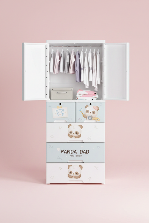 Kids Wardrobe Panda Dad - Pink Background