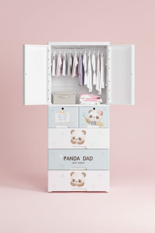 Kids Wardrobe Panda Dad - Pink Background