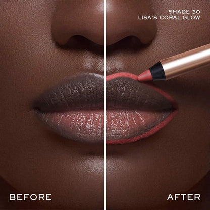 Lancôme Lip Idôle Lip Shaper creamy matte lip liner in Lisa's Coral Glow, new in box, featuring a smooth, coral-toned pencil.